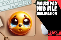 Blissful Mouse Mat Sublimation PNG, 3D Emoji Product Image 1