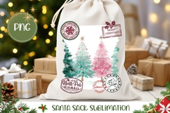 Watercolor Christmas Tree Santa Sack PNG, Christmas PNG Product Image 1