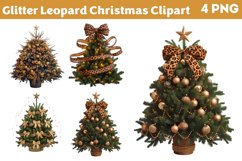 Glitter Leopard Christmas Sublimation Clipart PNG Product Image 1