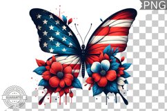 4Th Of July Flora Butterfly - Sublimation 4th of July PNG Product Image 1