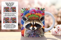 Mug Wrap: Colorful Raccoon &amp; Blooming Flowers Product Image 1