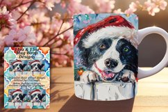 Winter Mug Wrap Art Peeking Dog Christmas Sublimation 11oz Product Image 1