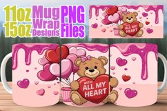 Joyful sips 11oz 15oz sublimation wrap, Love Bear Product Image 1