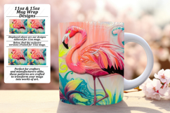Elegant 11oz Mug Wrap Png Design , Flamingo Product Image 1