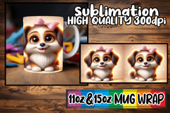 Delightful sips 11oz 15oz mug wrap, 3D Dog Product Image 1