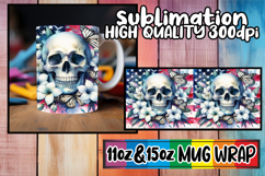 Happy hearts sublimation mug wrap, Skull USA Product Image 1