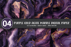 Purple Gold Agate Marble Digital Paper Product Image 1