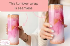 Pink 20 oz tumbler PNG for sublimation | Alcohol ink glitter Product Image 2