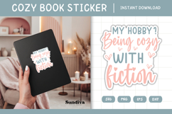Printable Cozy Book Lover Sticker | Being Cozy With Fiction Product Image 1