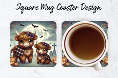 Halloween Highland Cow Mug coaster | Coaster | Sublimation Product Image 1