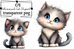 Whimsical Cat Clipart Watercolor PNG Product Image 1