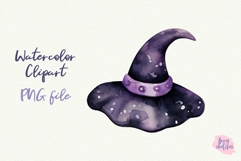 Witch Hat Clipart PNG Watercolor Halloween Graphic Product Image 1
