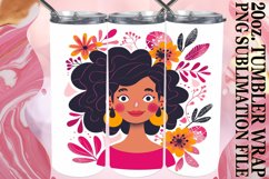 Watercolor Female Tumbler Wrap with Flower Design 20oz Product Image 1