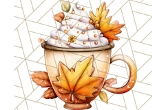 Fall Drink Clipart PNG, Cozy Autumn Cocoa and Latte Art Product Image 4