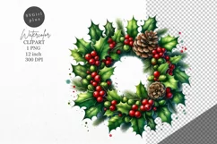 Christmas clipart| Holly wreath |Christmas sublimation Product Image 1