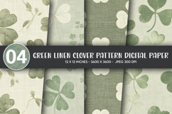 Green Linen Clover Pattern Digital Paper Product Image 1