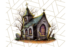 Halloween Buildings Clipart PNG, Haunted Houses Art Product Image 4