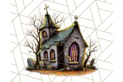 Halloween Buildings Clipart PNG, Haunted Houses Art Product Image 4