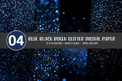 Blue Black Bokeh Glitter Digital Paper Product Image 1
