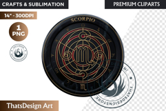 Scorpio Alchemical Zodiac Clipart Magic Horoscope Coin PNG Product Image 1