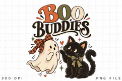 Boo Buddies Halloween PNG, Cute Ghost and Black Cat Spooky Product Image 3