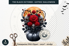 The Black October Gothic Halloween Clipart, Horror character Product Image 1