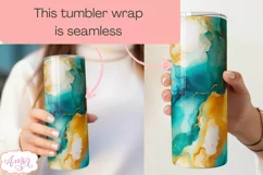 Teal marble 20oz tumbler sublimation PNG, Alcohol ink PNG Product Image 3