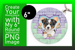 Elegant Keychain Round Design PNG , Cute Dog Product Image 1
