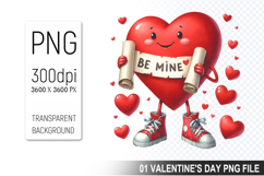 Watercolor Valentine Heart Character Clipart PNG Bundle Product Image 15