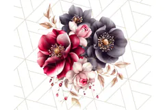 Gothic Floral PNG, Dark Aesthetic Flowers Clipart Print Product Image 4