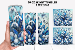 Florals Skinny Tumbler 20oz Wrap Design, Winter Tumbler PNG Product Image 1