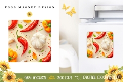 Cartoon Food Magnet PNG, Chili Magnet Design Product Image 1
