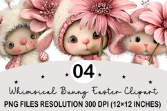 Whimsical Bunny Easter Clipart, Watercolor Easter Bunny PNG Product Image 1