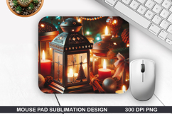 Candlelit Mouse Pad Sublimation, Christmas Mouse Pad PNG Product Image 1