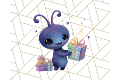 Alien Christmas Clipart, Cute Outer Space Holiday PNG Product Image 4
