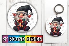 Watercolor Christmas Round Keychain Design Gnome Product Image 1
