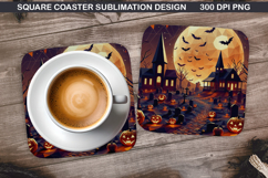 Homes Coaster Sublimation, Halloween Coaster PNG Design Product Image 1
