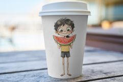 Whimsical Summer Boy &amp; Watermelon Clipart Product Image 5
