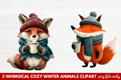 Whimsical Cozy Winter Animals Clipart | Cute Snowy Forest Product Image 1