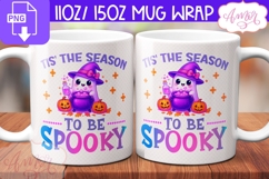 Spooky Season mug wrap PNG, Cute Halloween mug template Product Image 1