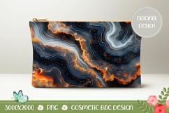 Abstract Cosmetic Bag Design, Black Marble Cosmetic Bag Product Image 1