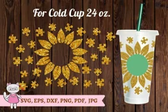 Autism sunflower puzzle svg ,full Wrap Venti Cold Cup 24 oz Product Image 1