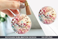 Flower Keychain Sublimation - Spring Keychain PNG Design Product Image 1