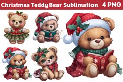 Christmas Teddy Bear Sublimation Clipart Bundle PNG Product Image 5