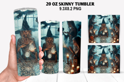 Witch Skinny Tumbler 20oz Wrap Design, Halloween Tumbler PNG Product Image 1