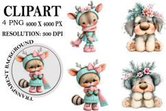 Whimsical Woodland Christmas Clipart Watercolor PNG Product Image 1