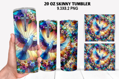 Dove Flower Skinny Tumbler 20oz Wrap Design, Easter Tumbler Product Image 1