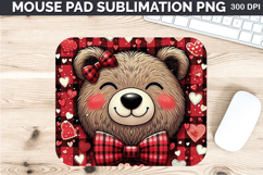Watercolor Bear Mouse Pad Sublimation - Valentines PNG Product Image 1