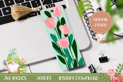 Printable Bookmark Design, Cartoon Tulips Bookmark Product Image 1
