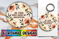 Cozy Circle Keychain Design PNG, Flower Quote Product Image 1